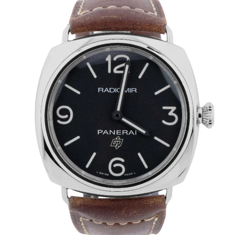 Designer Watches with Custom Engraving-Panerai Radiomir Base Logo PAPERS PAM00753 OP7160 Stainless 45mm Brown Watch B+P