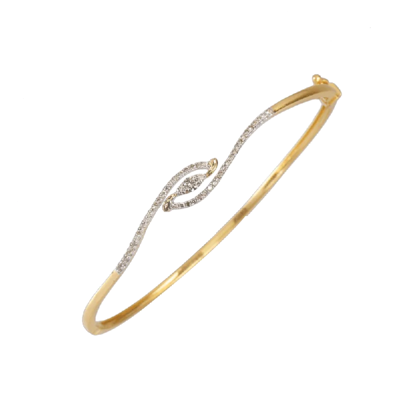 Luxury Wedding Bangles with Diamonds-18KT (750) Yellow Gold And Diamond Bangle For Women