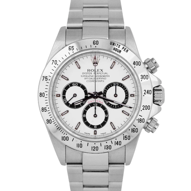 Designer Smart Watches with Fitness Features-UNPOLISHED PAPERS Rolex Daytona Cosmograph SEL White Steel 40mm Watch 16520 B+P