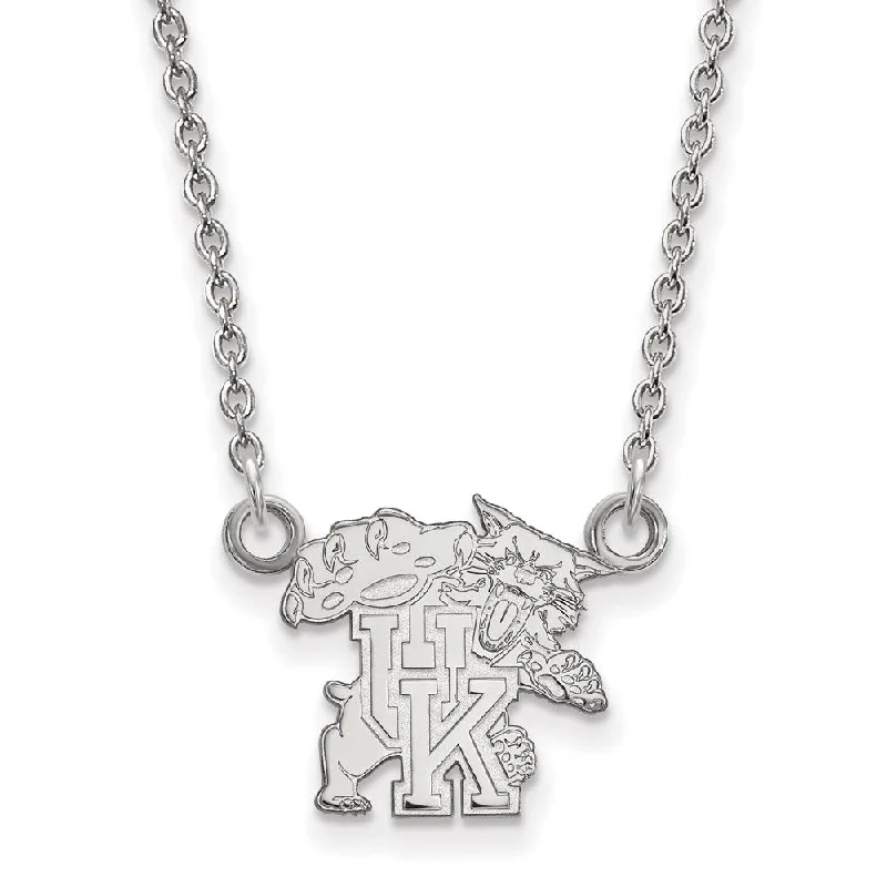 Crystal Pendant Necklace for Special Occasions-14k White Gold U of Kentucky Small UK Wildcat Pendant Necklace