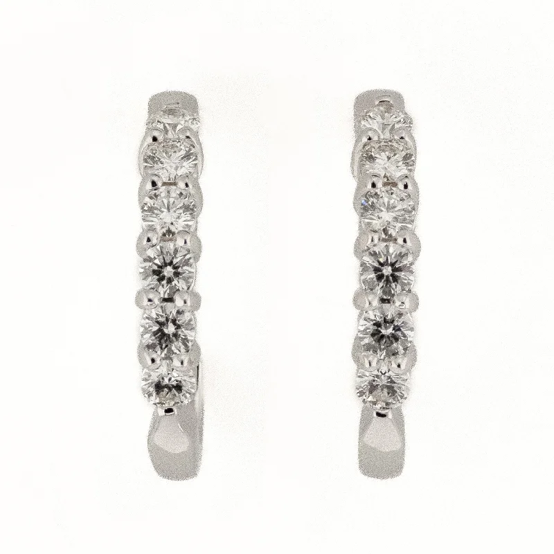 Acrylic Earrings for Casual Looks-1.00ctw Diamond Half Hoop Earrings in 18K White Gold