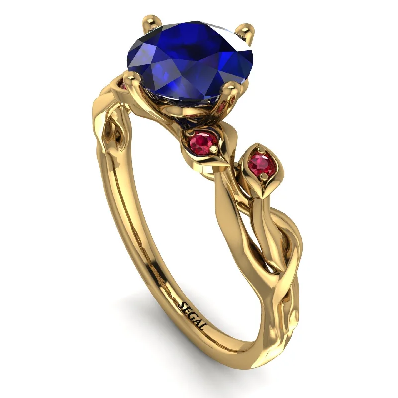 Colored Gemstone Ring for Fashion-14K Gold Radiant Sapphire Flower Harmony Ring - Autumn No. 58