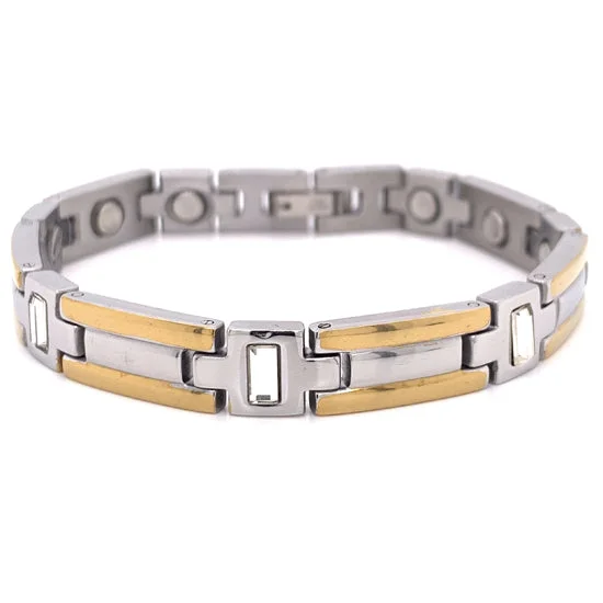 Personalized Gold Bracelet for Gifts-Stainless Steel & Gold PVD Coated Germanium Magnetic Bracelet / MBL0031