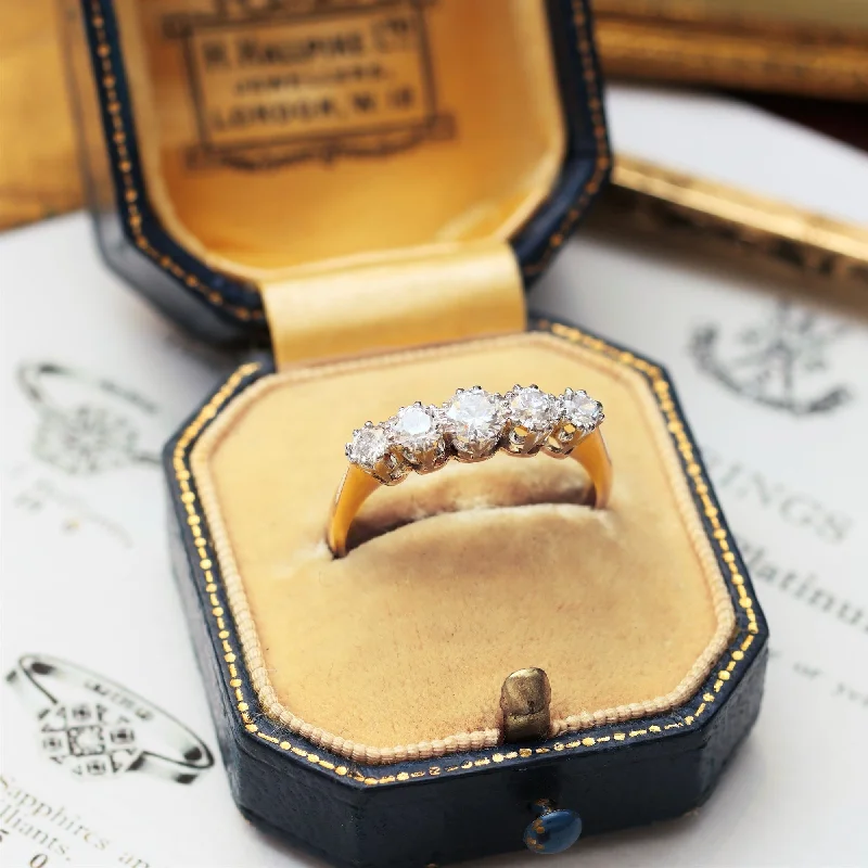 Custom Diamond Ring for Engagement-Splendid Vintage Five Stone Diamond Engagement Ring