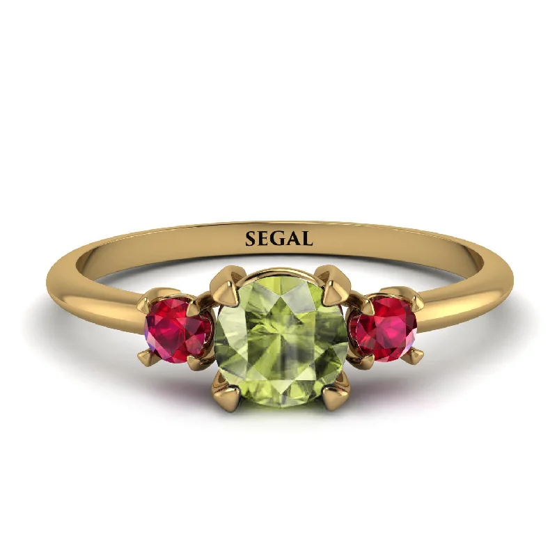 Unique Wedding Ring for Couples-Classic Three Stone Peridot Engagement Ring - Valentina No. 710