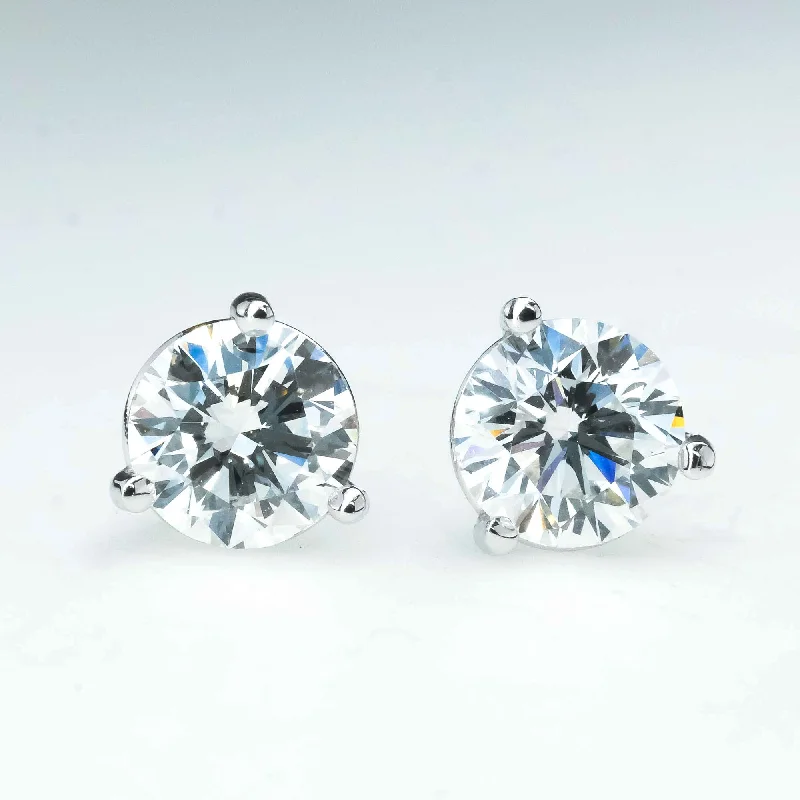 Colorful Stone Earrings-New 1.31ctw Round Diamond Solitaire Martini Stud Earrings in 14K White Gold