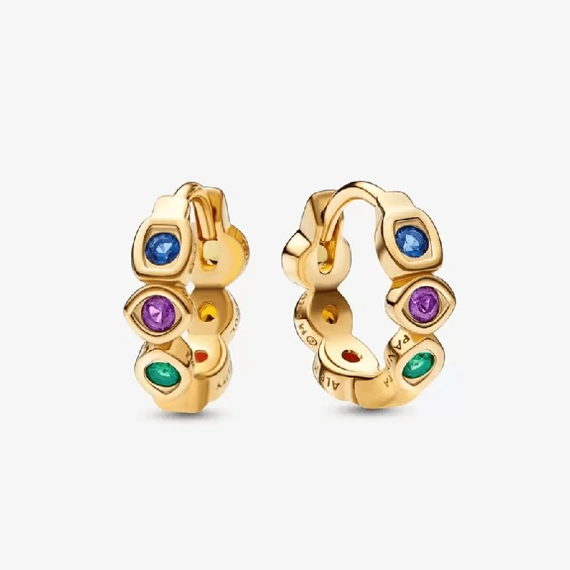 Cute Earrings for Everyday Wear-PANDORA : Marvel The Avengers Infinity Stones Hoop Earrings