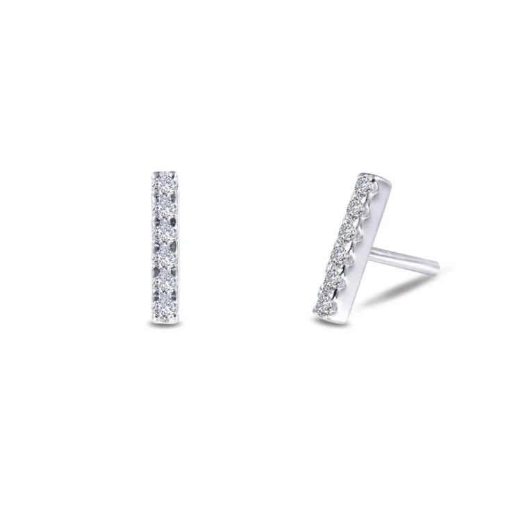 Diamond Drop Earrings-Mini Vertical Bar Stud Earrings