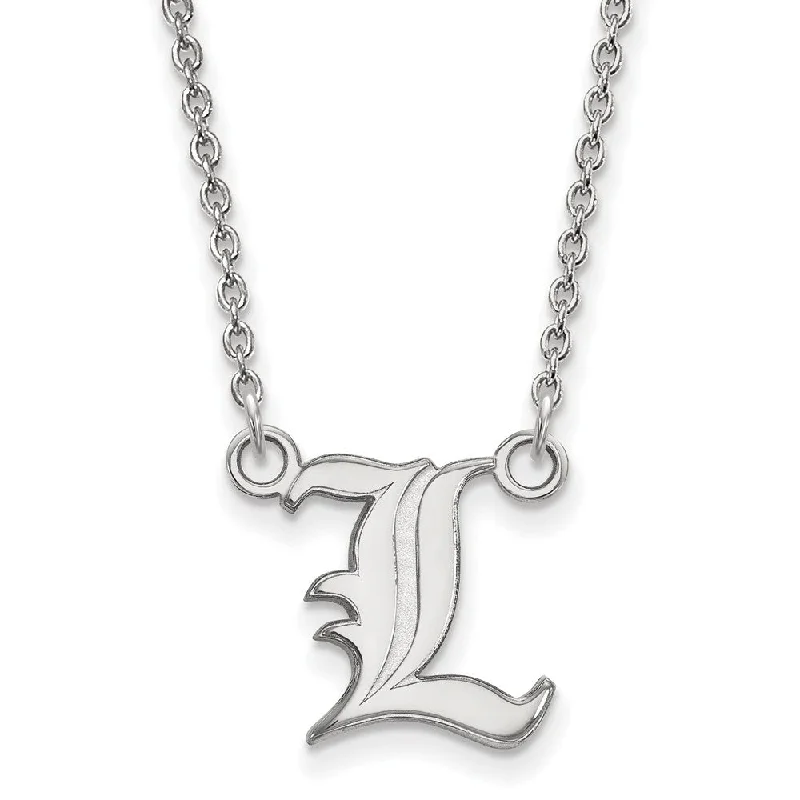 Bridal Necklace with Pearls-Sterling Silver U of Louisville Small Script 'L' Pendant Necklace