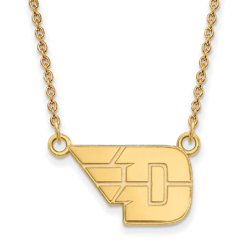 Modern Necklace for Evening Outfits-14k Gold Plated Silver U of Dayton Small Pendant Necklace