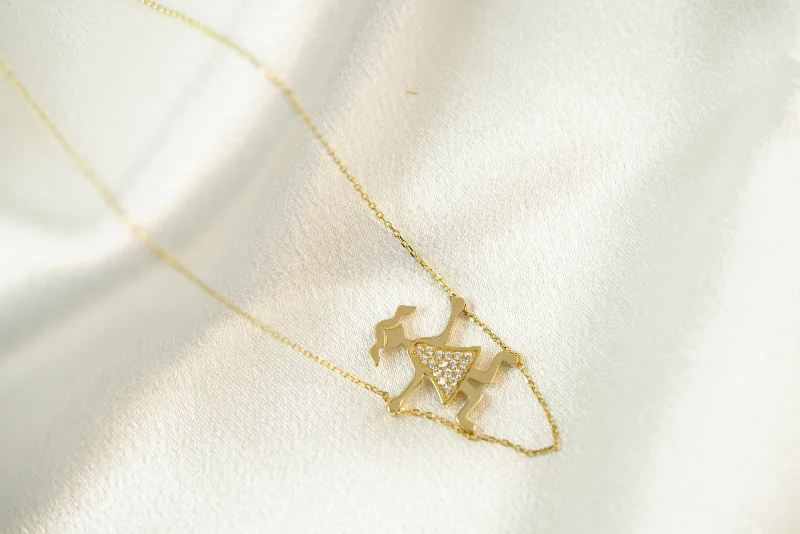 Layered Necklace for Trendy Looks-14k Jumping Girl Necklace