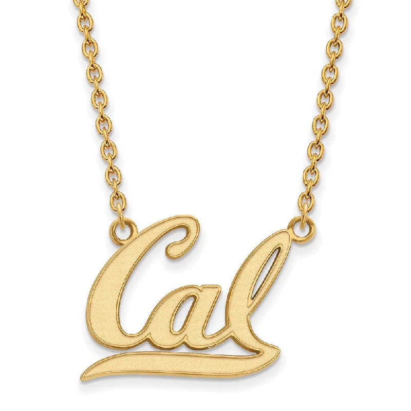 Vintage Style Chain Necklace-14k Gold Plated Silver U of Cal Berkeley 'Cal' Pendant Necklace