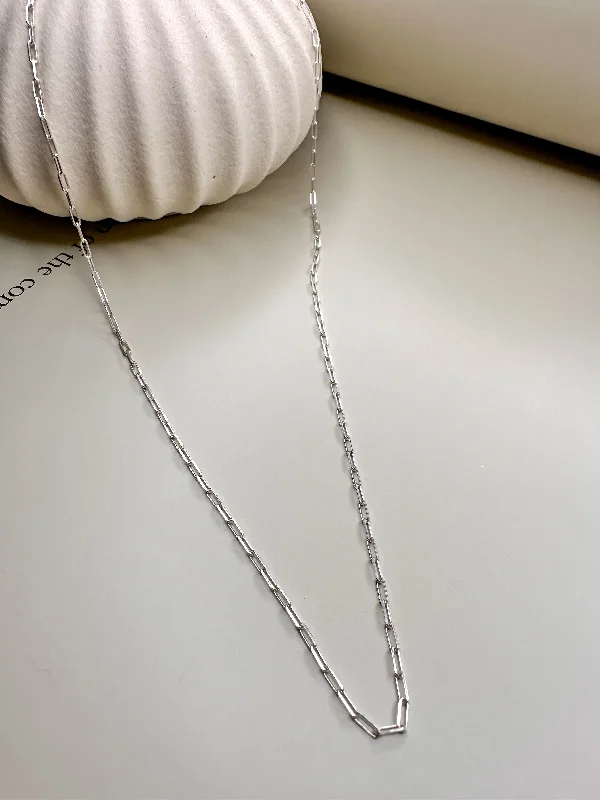 Pearl and Crystal Necklace for Weddings-Velani Jewelry Dainty Paperclip Necklace - Sterling Silver