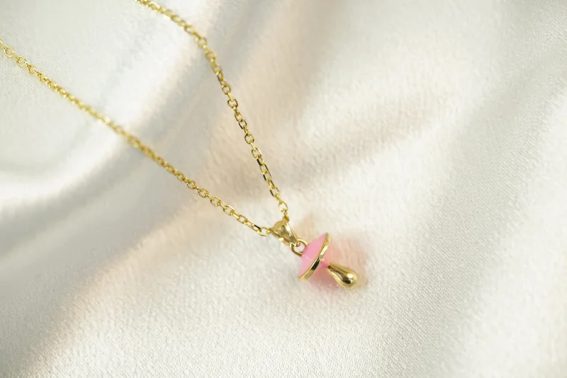 Simple Pendant Necklace for Casual Wear-14k Pacifier Necklace