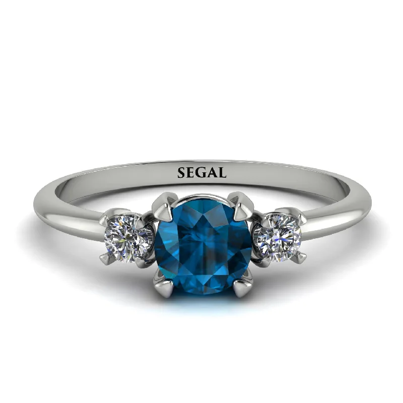 Sapphire Engagement Ring for Women-Classic Three Stone Blue Topaz Engagement Ring - Valentina No. 503