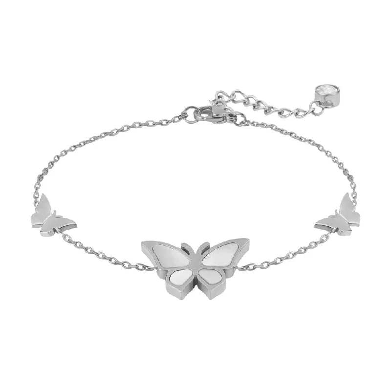 Luxury Silver Bracelet for Bridal Wear-Women ButterFly Steel Bracelet