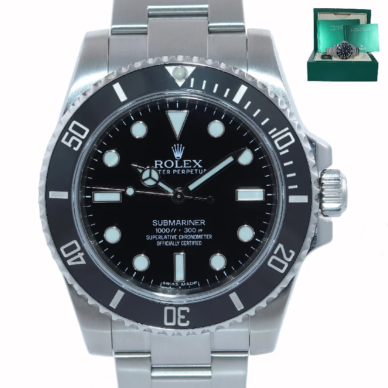 Automatic Watches with Sapphire Crystal-MINT 2019 Rolex Submariner No-Date 114060 Steel Black Ceramic 40mm Watch Box