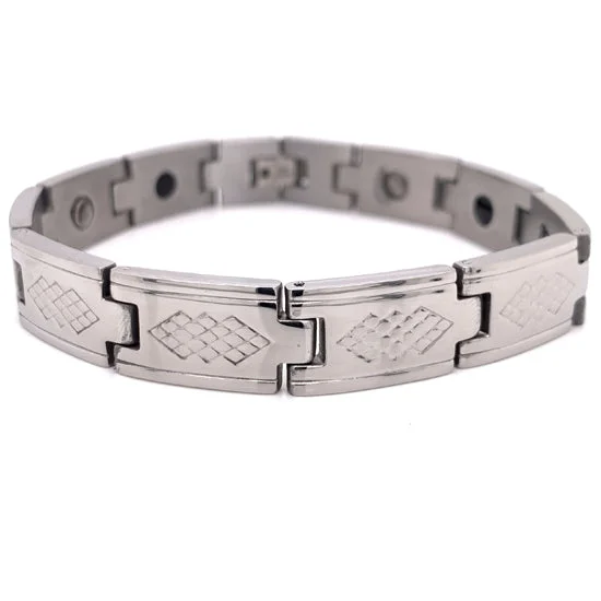 Personalized Men’s Leather Bracelet-Stainless Steel Magnetic Bracelet / MBS0015