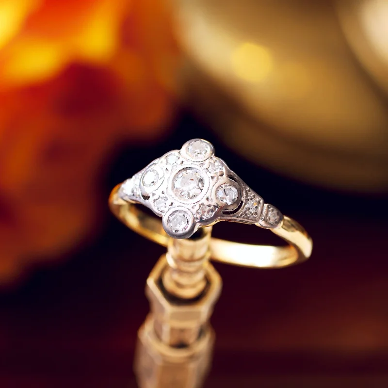 Custom Engagement Ring for Bold Women-Dazzling Vintage Art Deco Diamond Cluster Ring