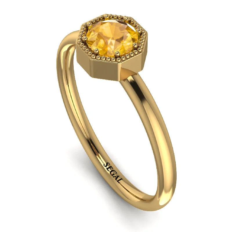 Classic Diamond Ring for Engagement-Solitaire Vintage Yellow Diamond Ring - Delilah No. 1001