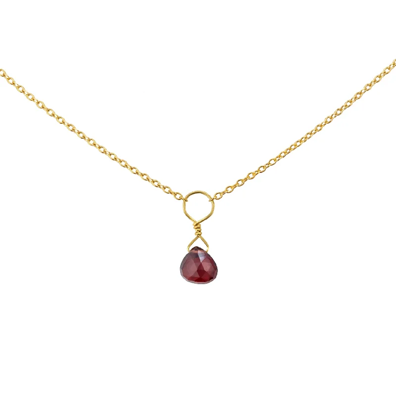 Customizable Charm Necklace-Tiny Garnet Drop Necklace