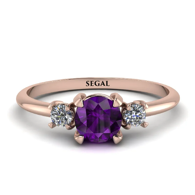 Elegant Men’s Wedding Ring-Classic Three Stone Amethyst Engagement Ring - Valentina No. 302