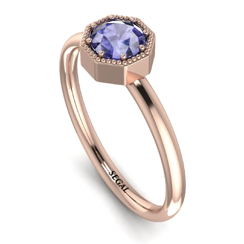 Wedding Band with Gemstones-Solitaire Vintage Tanzanite Ring - Delilah No. 202