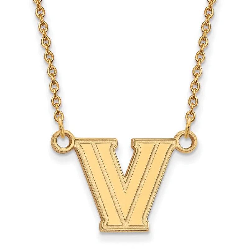 Handcrafted Necklace for Wedding Gifts-14k Gold Plated Silver Villanova U Small Pendant Necklace