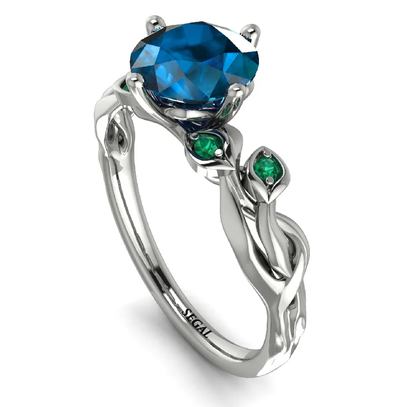 Customizable Sapphire Ring for Engagement-14K Gold Radiant Blue Topaz Flower Harmony Ring - Autumn No. 506