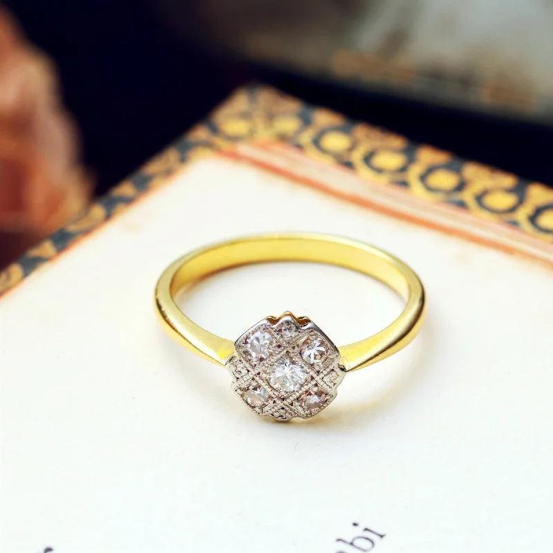 Trendy Gold Ring for Women-A Refined Vintage Art Deco Diamond Ring