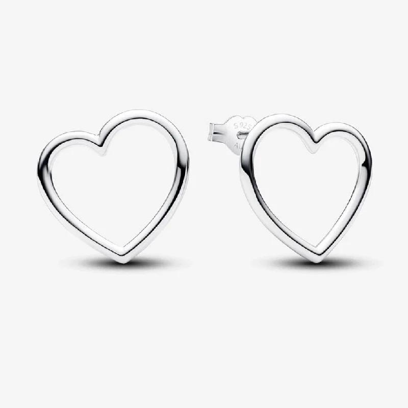 Drop Earrings for Formal Occasions-PANDORA : Front-facing Heart Stud Earrings - Sterling Silver