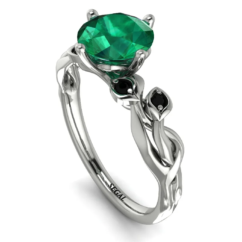 Matching Wedding Rings for Couples-14K Gold Radiant Emerald Flower Harmony Ring - Autumn No. 36