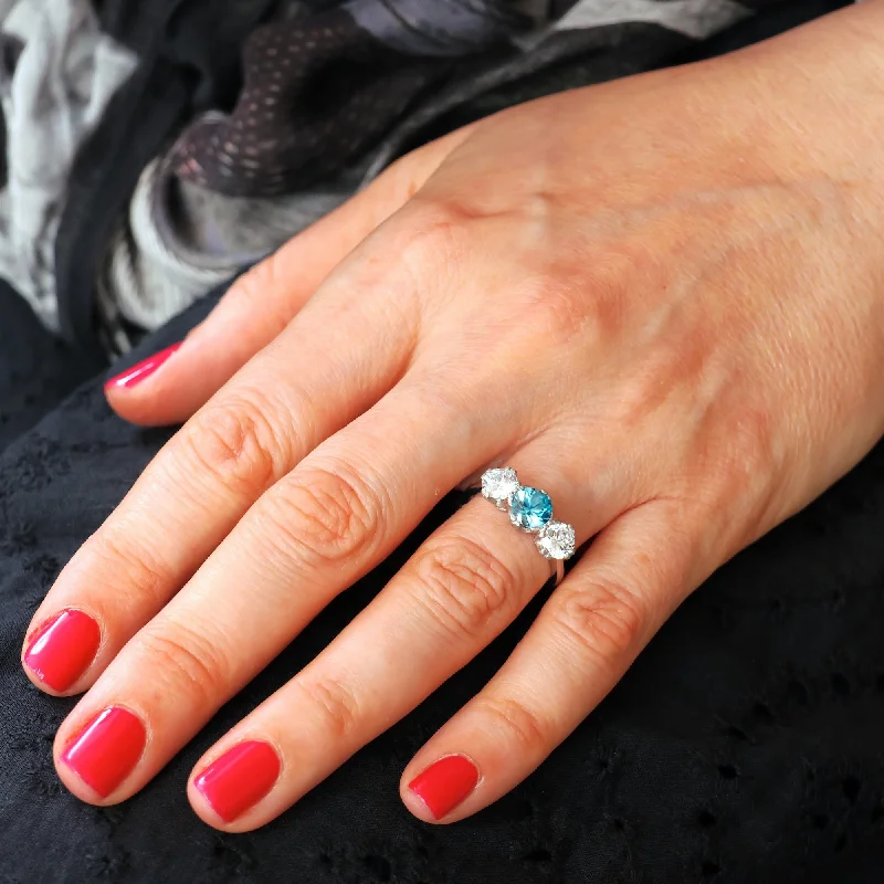 Simple Engagement Ring for Elegant Look-Glamorous Recycled Zircon & Platinum Dress Ring