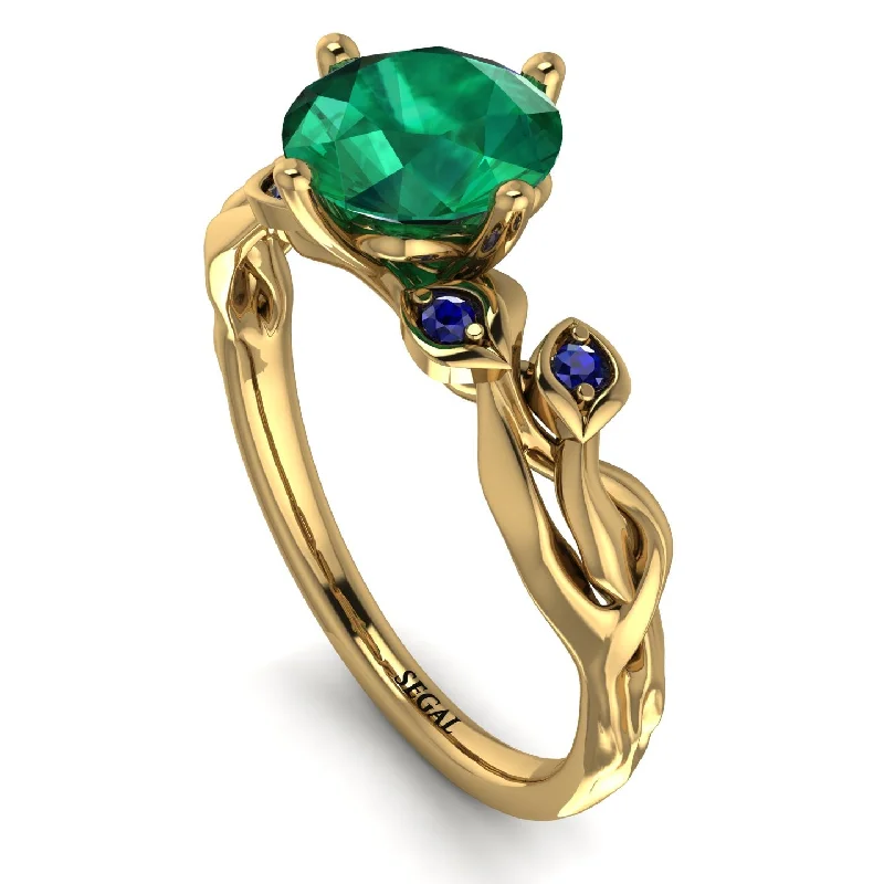 Luxury Gemstone Ring for Women-14K Gold Radiant Emerald Flower Harmony Ring - Autumn No. 64