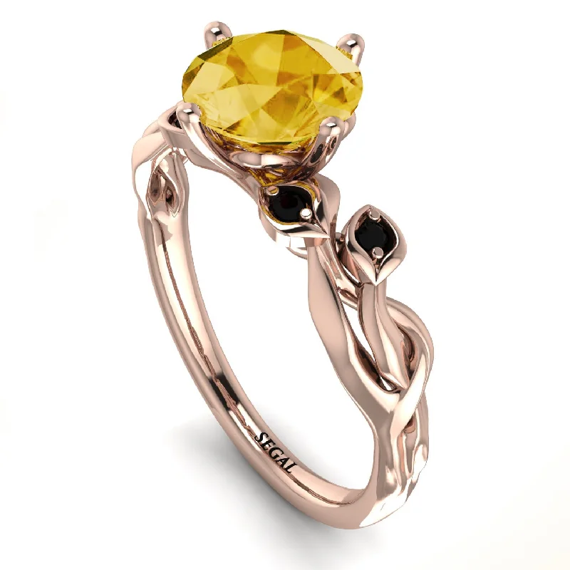 Classic Engagement Ring for Women-14K Gold Radiant Citrine Flower Harmony Ring - Autumn No. 608