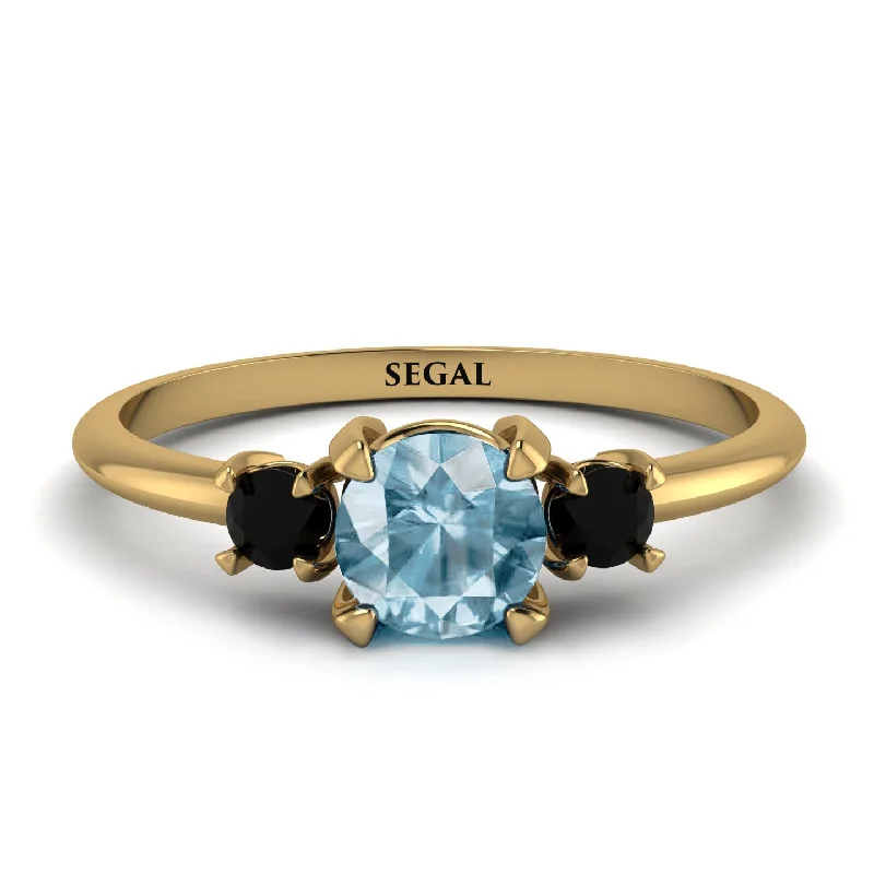 Wedding Band with Gemstones-Classic Three Stone Aquamarine Engagement Ring - Valentina No. 407