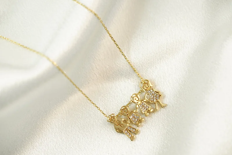 Luxury Diamond Necklace for Brides-14k Family Necklace