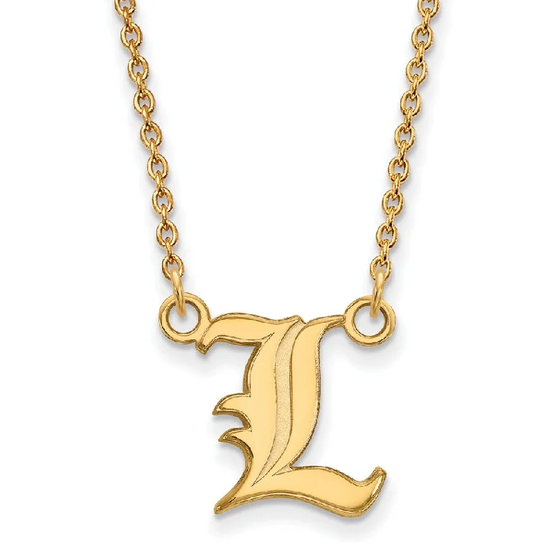 Chain Necklace for Men-14k Gold Plated Silver U of Louisville Small Script 'L' Necklace