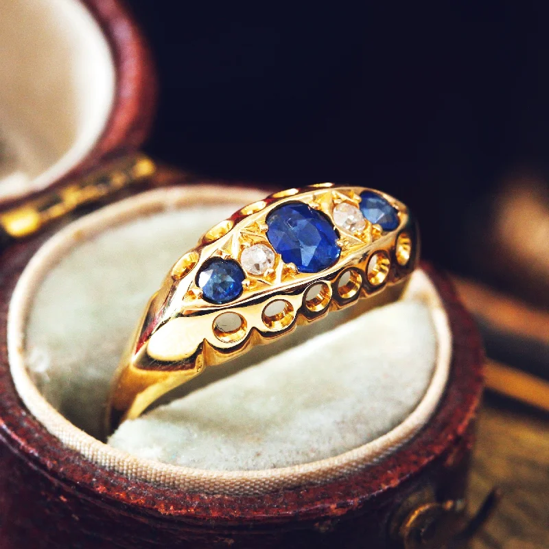 Personalized Couples Ring-Edwardian Date 1916 Sapphire & Diamond Ring