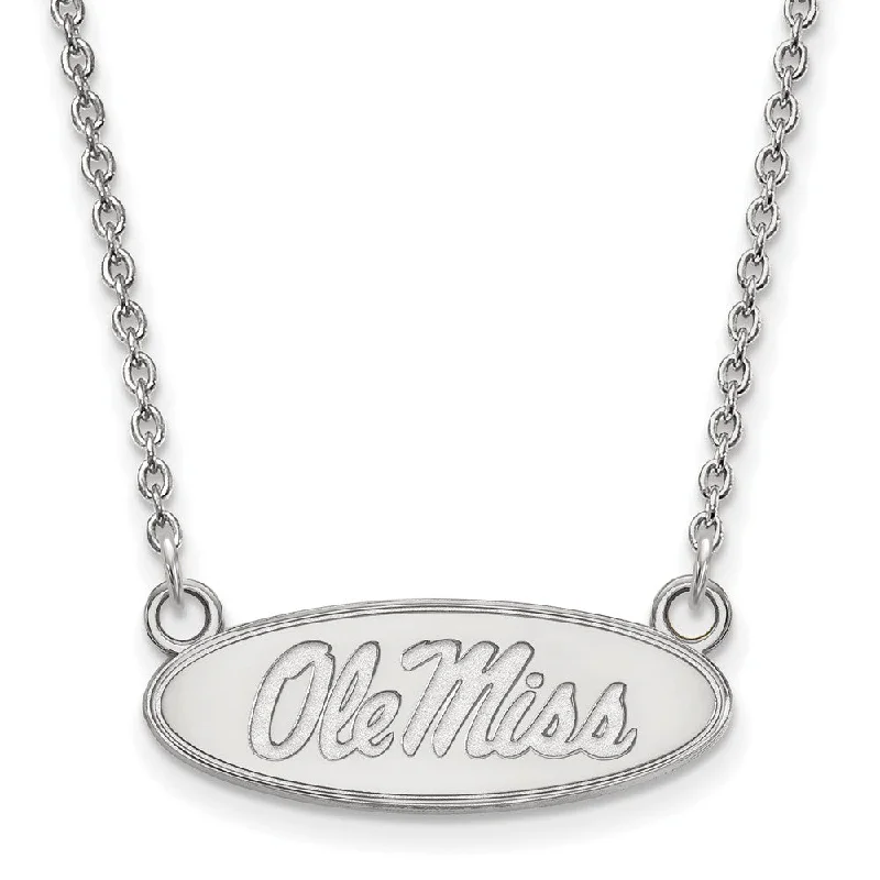 Silver Choker Necklace for Fashion-14k White Gold U of Mississippi Small Ole Miss Pendant Necklace