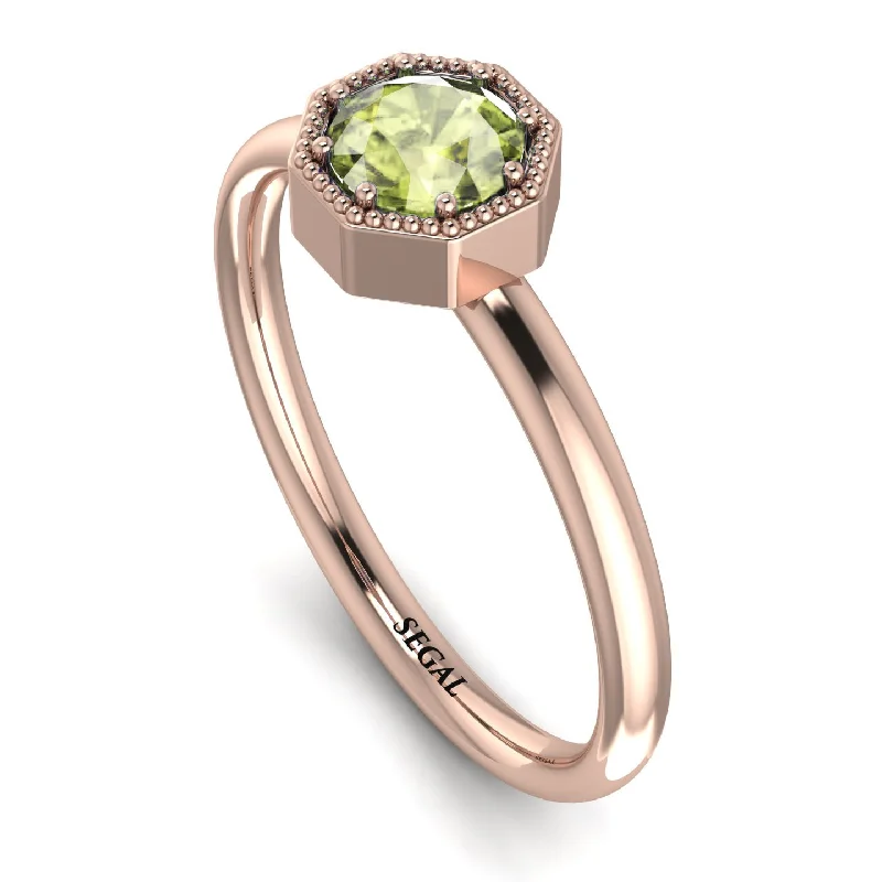 Simple Wedding Band for Women-Solitaire Vintage Peridot Ring - Delilah No. 702