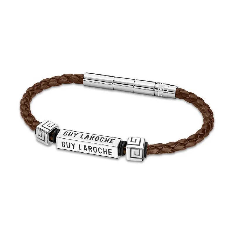 Handcrafted Bracelet for Personal Style-Jean Stainless Steel And Brown Bracelet