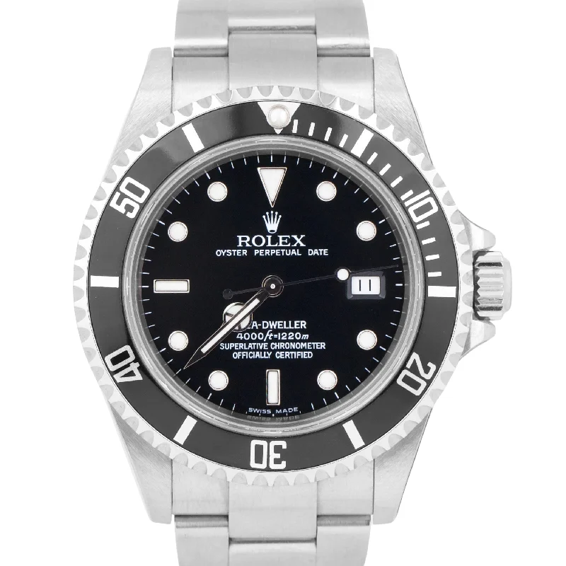 Elegant Gold Watches for Weddings-STICKERED UNPOLISHED Rolex Sea-Dweller 16600 40mm Stainless Steel Black Watch