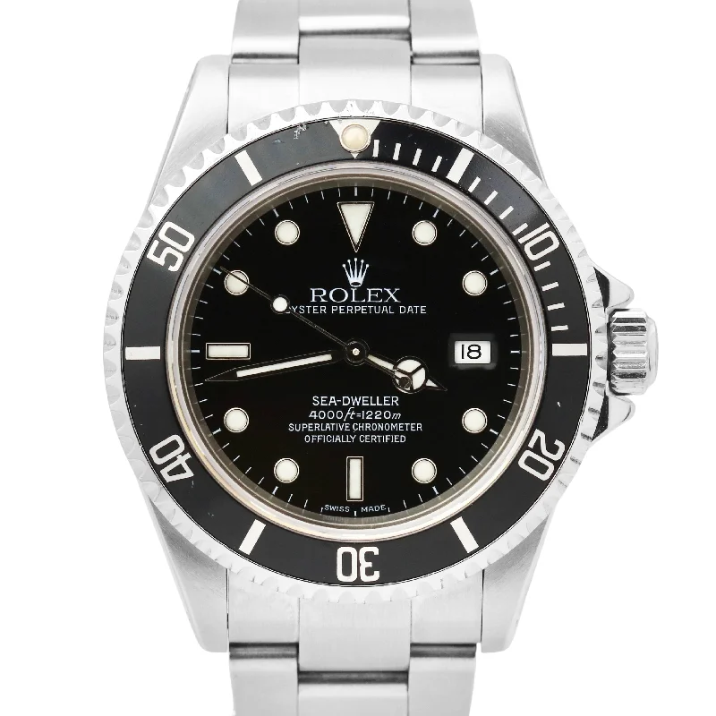 Men's Watches with Black Mesh Strap for Modern Style-RSC Rolex Sea-Dweller 16600 40mm Stainless Steel Black Automatic Date Watch BOX