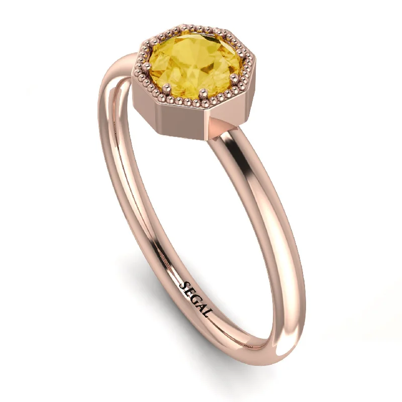 Unique Gold Ring for Fashionistas-Solitaire Vintage Citrine Ring - Delilah No. 602