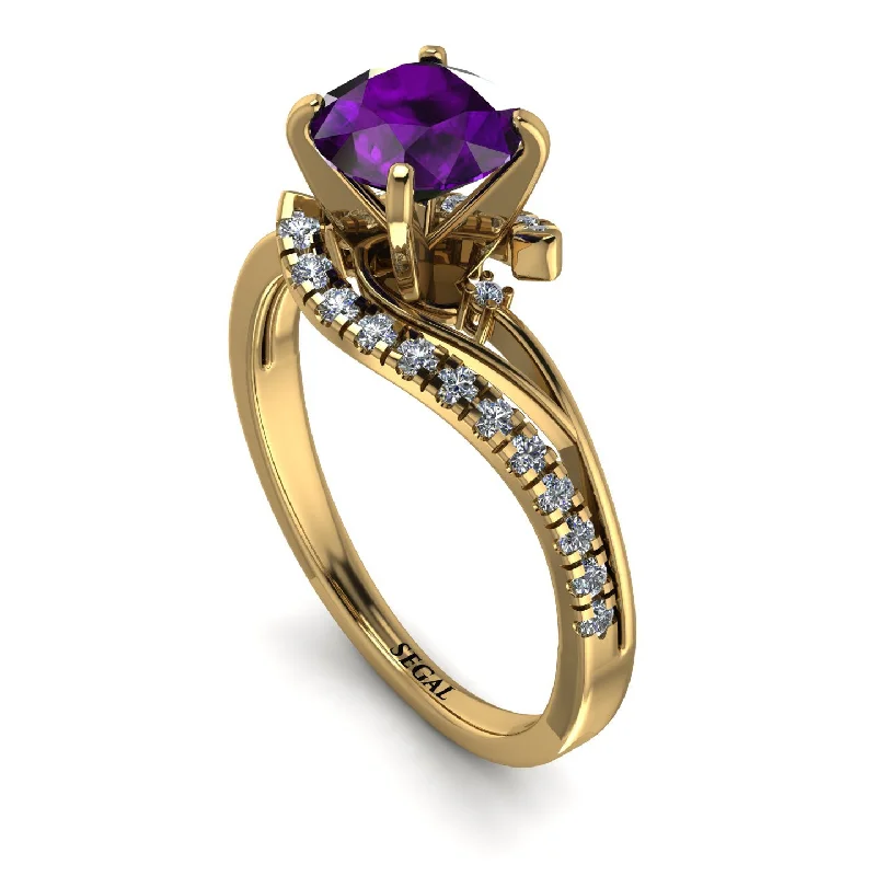 Beautiful Gemstone Engagement Ring-Twist Shank Amethyst Engagement Ring - Maria No. 301