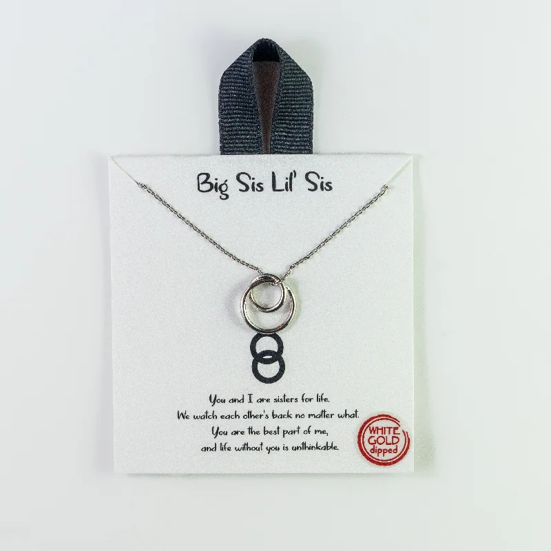 Elegant Silver Necklace for Formal Occasions-Big Sis Lil' Sis Necklace