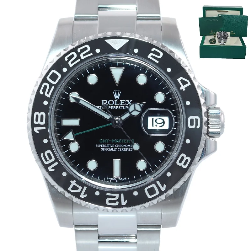 Customizable Watches for Special Gifts-MINT 2017 Rolex GMT Master II 116710 Steel Ceramic Black Dial 40mm Watch Box