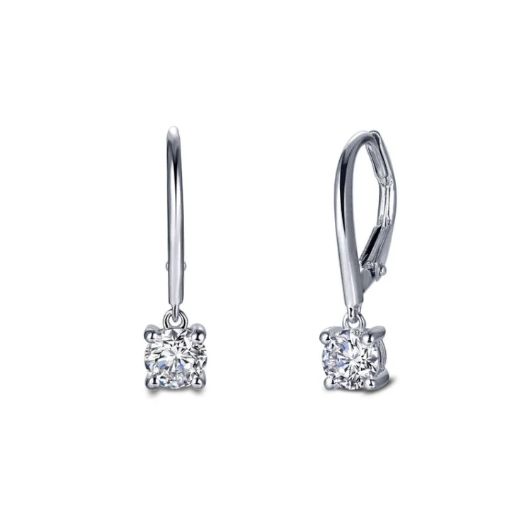 Elegant Diamond Earrings for Women-Leverback Solitaire Drop Earrings