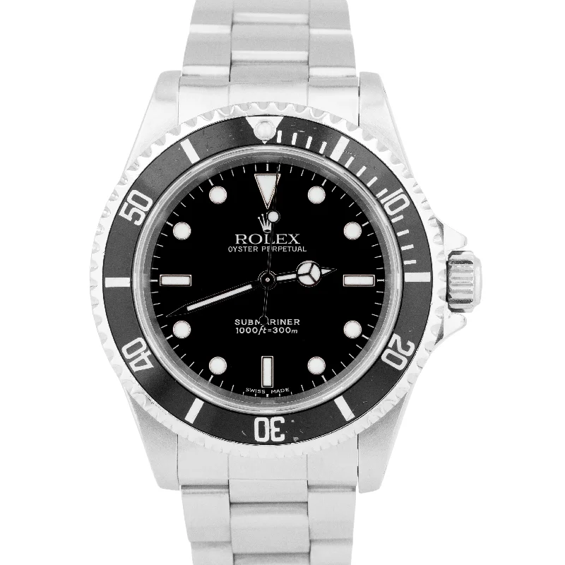 Custom Watches with Engraved Messages-Rolex Submariner No-Date Black Automatic Stainless Steel Oyster 40mm 14060 Watch